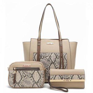 Eugene Shoulder Bag 3-Piece Set Handbag NK12314 Natural